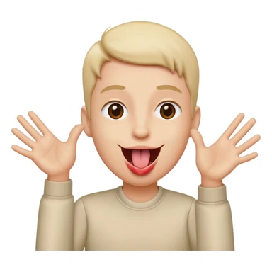 tongue out with hands to the side opening  sticker