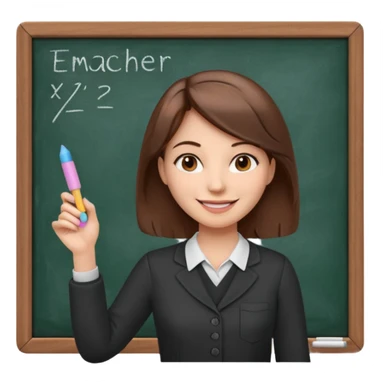 woman teacher with medium brown hair bigger blackboard sticker