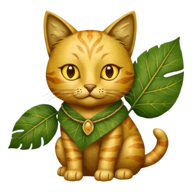 ancient cat with leaf cloth sticker