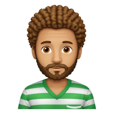 Cuban guy with curly haur and beard with a shirt of green stripes  sticker
