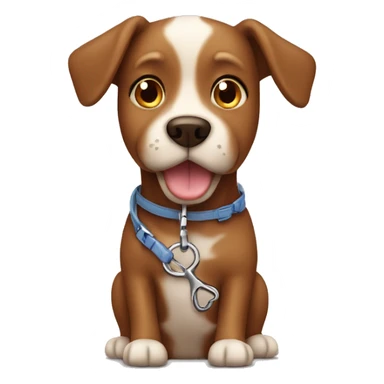 Brown dog with leash ￼ sticker