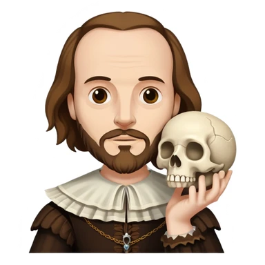 Shakespeare holding a skull referencing Hamlet sticker