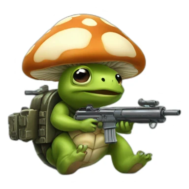 Mushroom turtle with a machine gun sticker