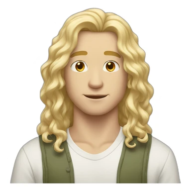 21 year old white male with blonde middle part flowing hair sticker