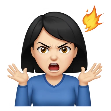 angry mom with black hair yelling sticker