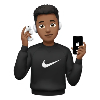 un emoji (qui ressemble à un vrai emoji téléphone)de quelqu'un qui tombe (homme noir pull Nike)il a des airpods sticker