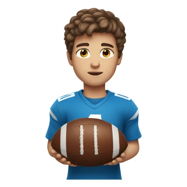 boy with brown hair and blue eyes holding a football  sticker