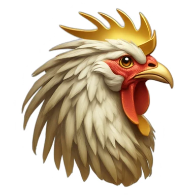 proud and howling golden phoenix rooster with a golden crown on its head sticker
