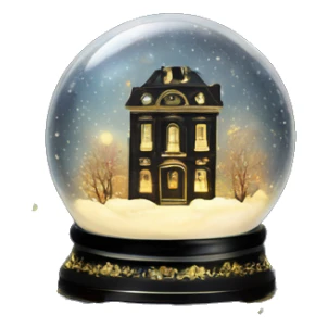 vintage black rococo night sky snow globe sticker