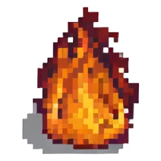 A minimalistic 32x32 pixel icon of a fire. sticker