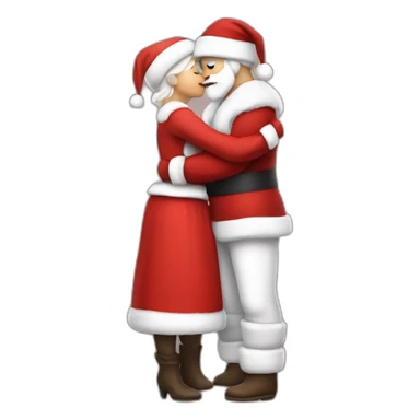 full body santa and mrs. claus kiss hug sticker