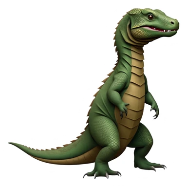 cinematic-komodo-dragon-realistic-full-body-standing-emoji,-massive-scaled-body-poised-with-quiet-power,-rough-textured-skin-dark-green-and-brown,-head-tilted-dramatically,-long-forked-tongue-flicking-out,-simplified-yet-realistic-focused-features,-highly-detailed,-glowing-with-an-almost-sarcastic-glow

 sticker