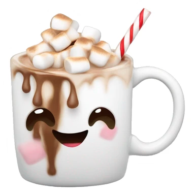 Christmas White mug of hot chocolate with marshmallows  sticker