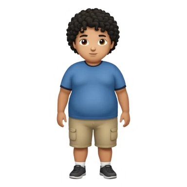 fat person emoji but make him brown skin and curly black hair make it a whole body image and the person is a boy who’s fat sticker