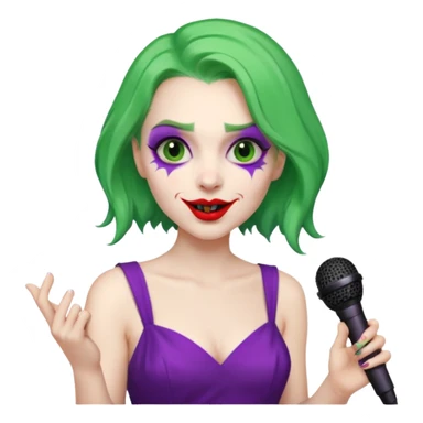 joker with dress, microphone, singing sticker