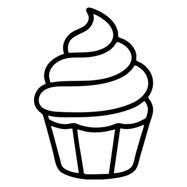 cupcake with pink icing outlined icon sticker