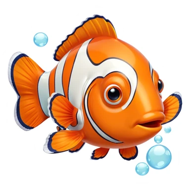orange clownfish blowing bubbles sticker