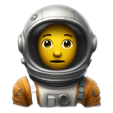 An astronaut with an old and worn-out helmet, lost in space. sticker