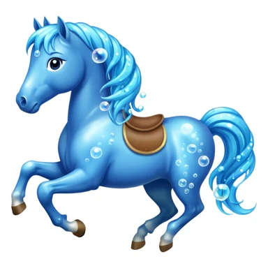 A magical horse made entirely of transparent bubbles and water, with a flowing mane of small bubbles sticker