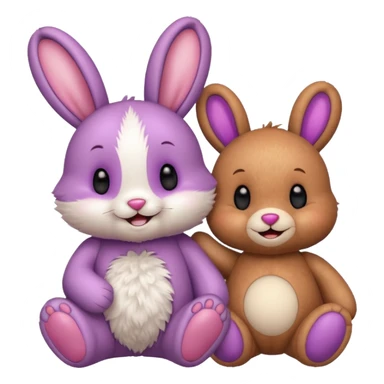 Cute bunny and teddy with colourful magical background  sticker
