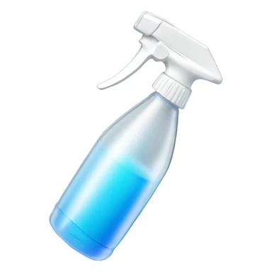 A handheld plastic spray bottle with a transparent container, featuring a long metal nozzle and a white handle. sticker