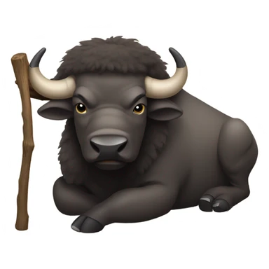Buffalo with a big stick on its belly sticker