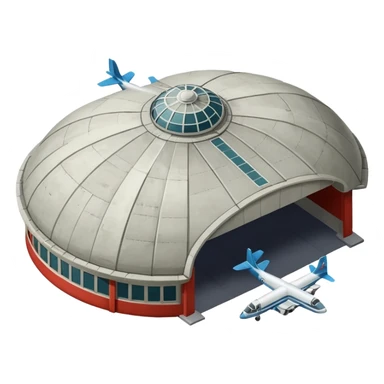 USSR military airplane rounded roof hangar isometry view sticker
