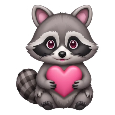 Raccoon with  heart sticker
