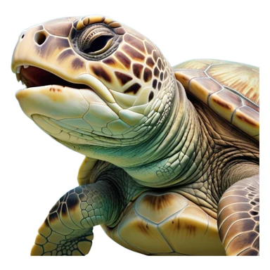 Cinematic Realistic Cute Yawning Sea Turtle Portrait Emoji, Head tilted slightly with a dramatic, wide-open yawn, showcasing a soft, textured shell and a tender, aged face with half-closed, drowsy eyes, rendered with natural shadows and delicate detail; high shine, relaxed yet expressive, styled with a dash of oceanic charm, soft glowing outline, capturing the essence of a sleepy yet affectionate sea turtle that appears ready to stretch out and drift into a peaceful nap! sticker