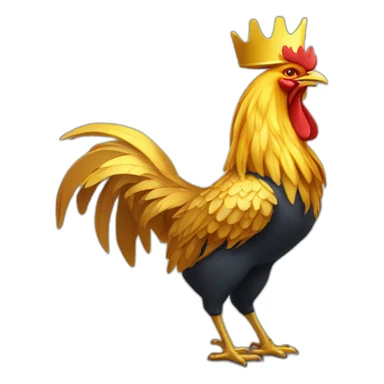 proud and howling golden phoenix rooster with a crown on its head sticker