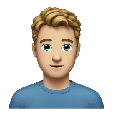 A 21 year old, white man, with short brown hair, with none facial hair,   with blue eyes wearing a t-shirt. sticker