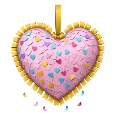 The heart is a pinata with confetti in soft pink, beige and yellow pastel light sticker