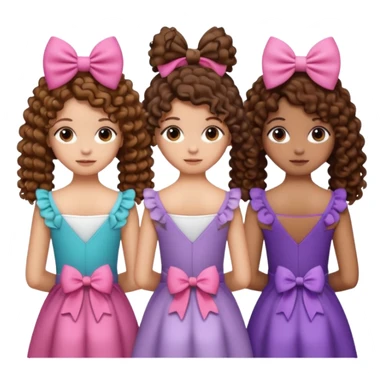 5 besties side by side from behind 2 girls with curly hair and the rest straight hair with bows in their hair sticker