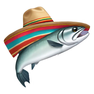 Coho salmon wearing sombrero and serape sticker