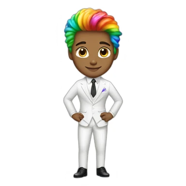 Posh-boy-with-white-suit-and-rainbow-unicorn-hair sticker