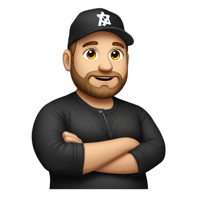 Fat Jewish man in his 30s wearing black trucker hat that says Founder sticker