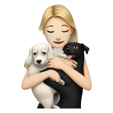 White Girl hugs black dog sticker
