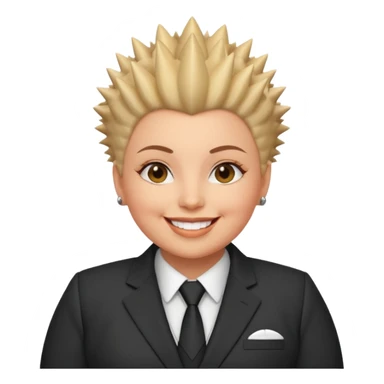 fat spiky haired happy woman with suit sticker
