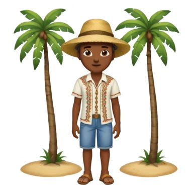 Gars Créole réunionnais ti jean chapeau paille tong au pieds  sticker