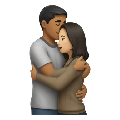 Young Filipino man young brunette woman hug sticker