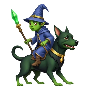 A goblin wizard riding a black hound dog  sticker