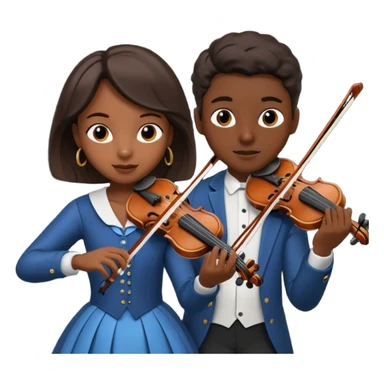 black boy girl playing violin sticker