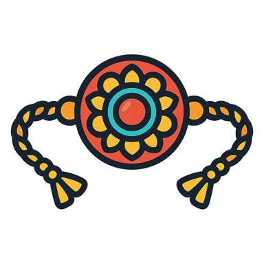 rakhi, traditional Indian festival bracelet, intricate design, vibrant colors, festive, isolated on white background sticker