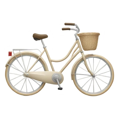 realistic light beige bicycle with basket of white  sticker