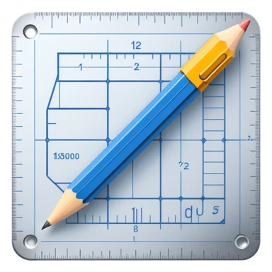 blueprint plan with a pencil and ruler sticker