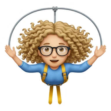 bungee jumping face only with hair flying long curly hair and glassess sticker