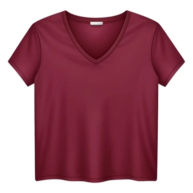 only a wine red V-neck t-shirt, cropped short length, flat lay, isolated garment, white background, no model, no person sticker