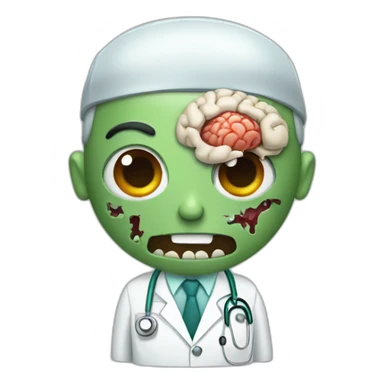 zombie doctor holding a brain sticker
