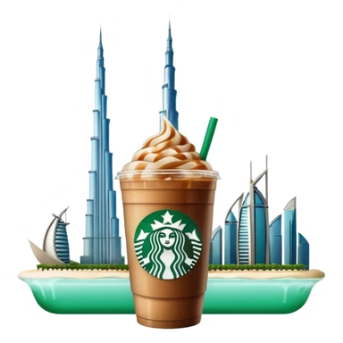 Starbucks iced coffee with Dubai chivalry bar with green filling and burn Khalifa  sticker