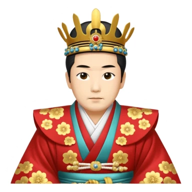 Japanese emperor, Edo period, wearing ceremonial ho and kanmuri, regal pose sticker